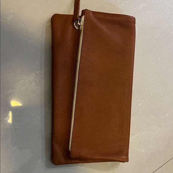 Clare V Brown Leather Clutch